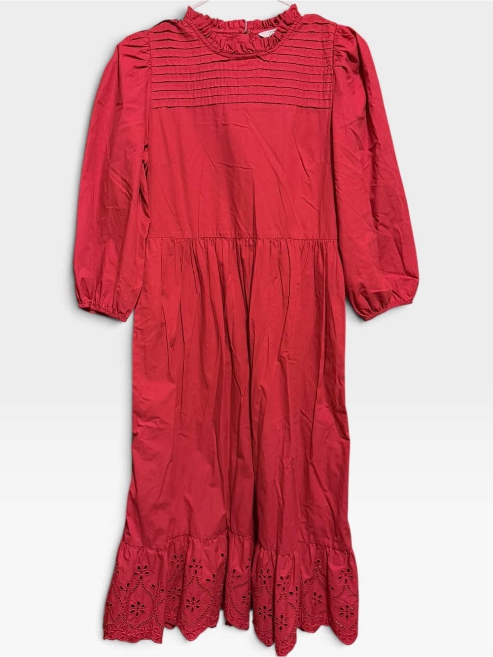 🌺Crown & Ivy Red Long Sleeve Eyelet Maxi Dress